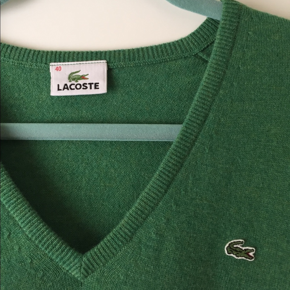Lacoste V-Neck Pure Wool Sweater.